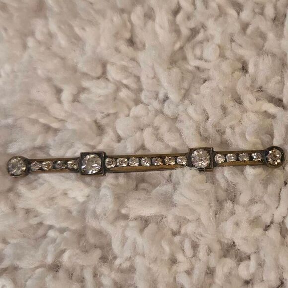 Vintage Rhinestone Bar Brooch Pin 20s 30s - Picture 1 of 7